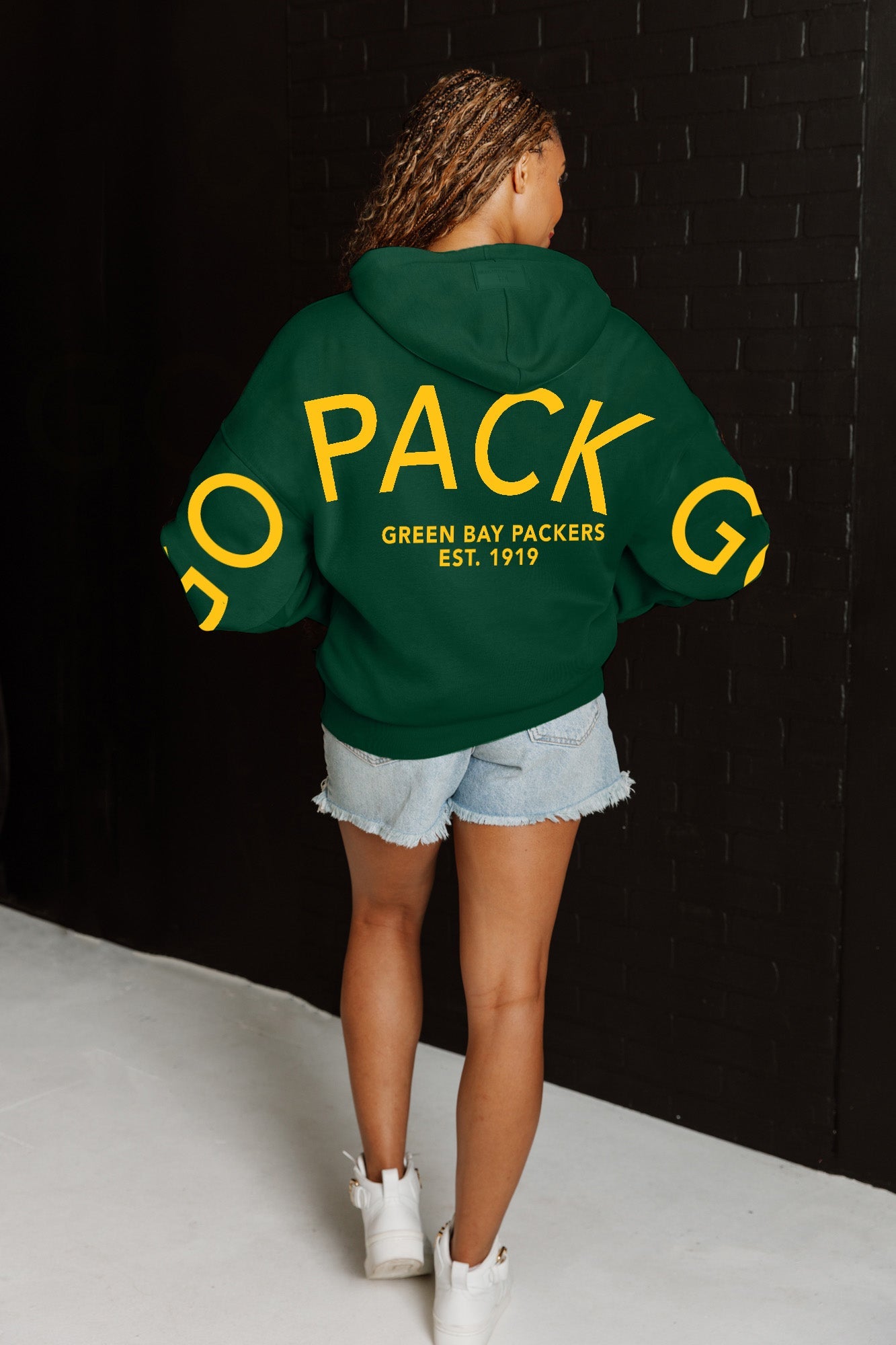 GREEN BAY PACKERS NEVER STOP OVERSIZED PREMIUM WEIGHT HOODIE