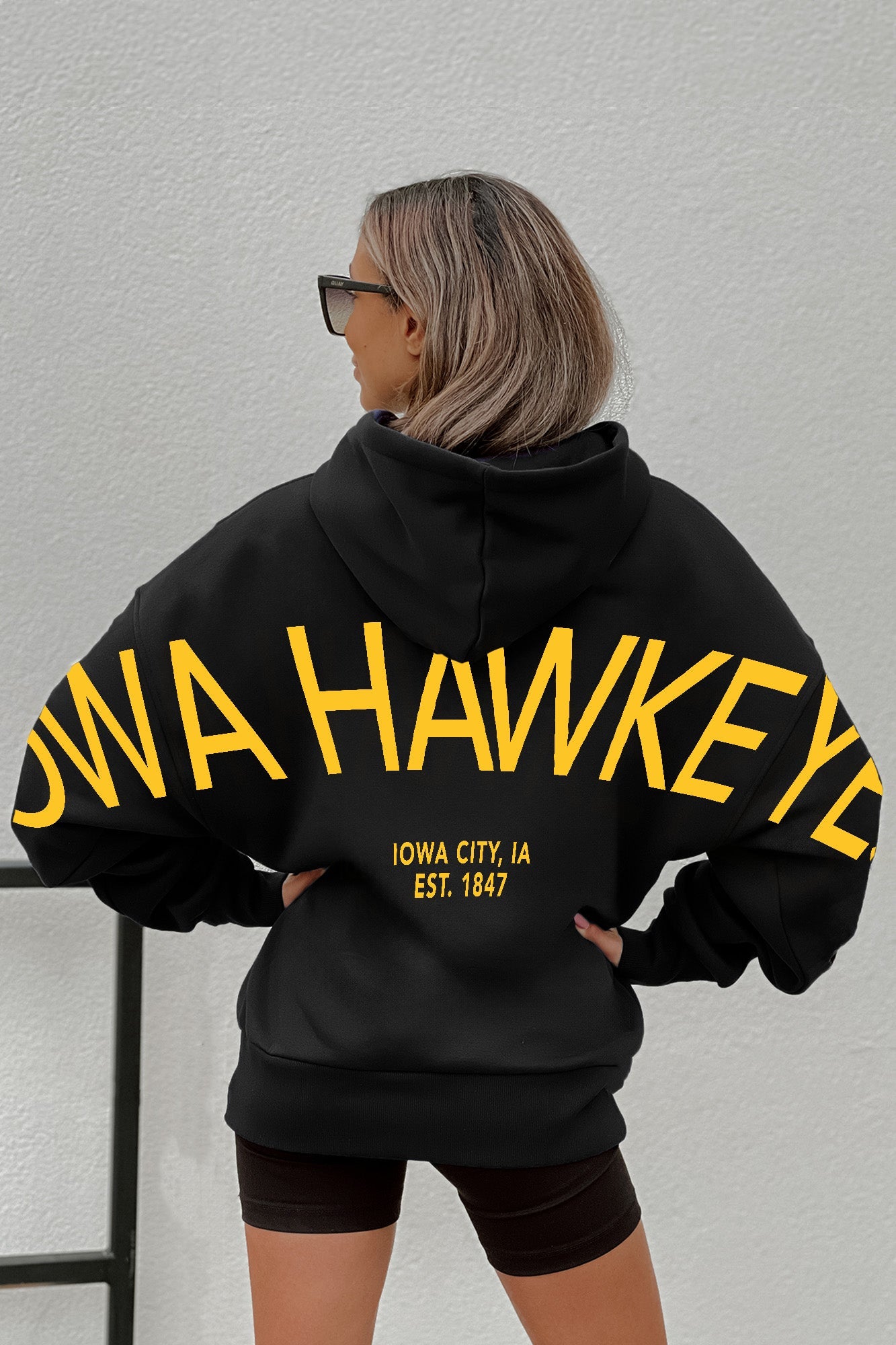 IOWA HAWKEYES NEVER STOP OVERSIZED PREMIUM WEIGHT HOODIE