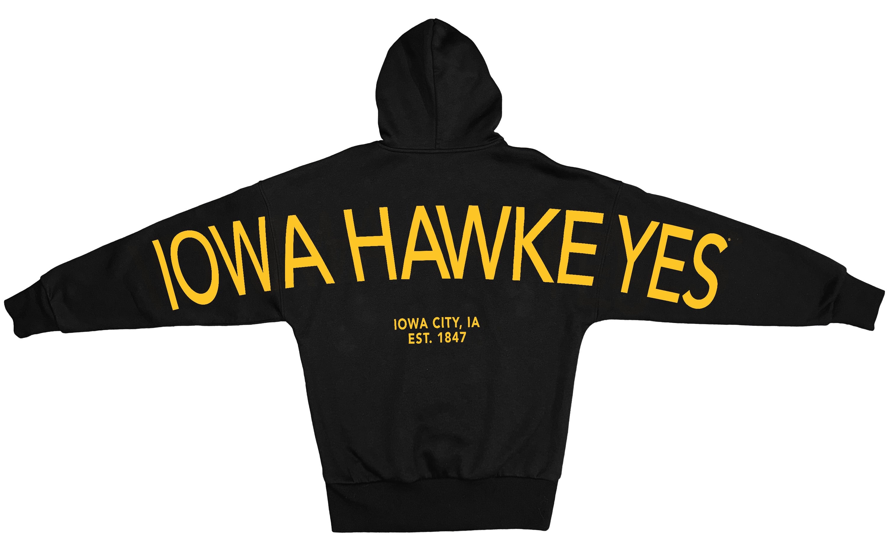 IOWA HAWKEYES NEVER STOP OVERSIZED PREMIUM WEIGHT HOODIE