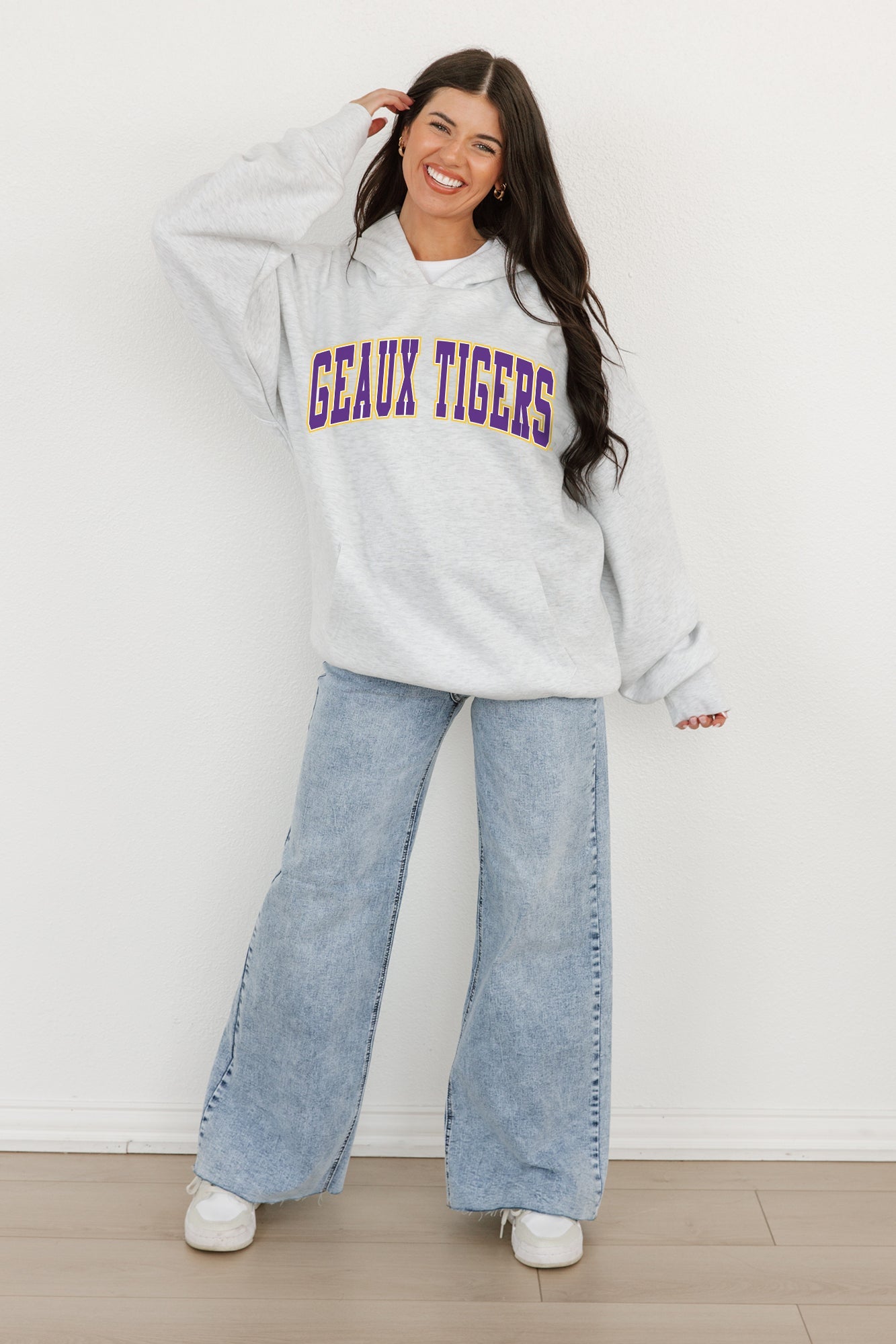 LSU TIGERS WINNING LOOK OVERSIZED PREMIUM WEIGHT HOODIE BY MADI PREWETT TROUTT