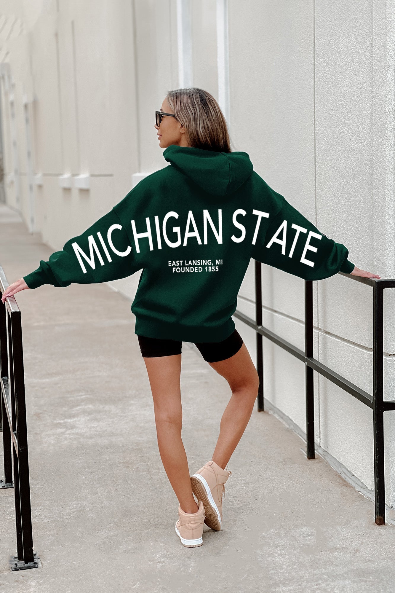 MICHIGAN STATE SPARTANS NEVER STOP OVERSIZED PREMIUM WEIGHT HOODIE