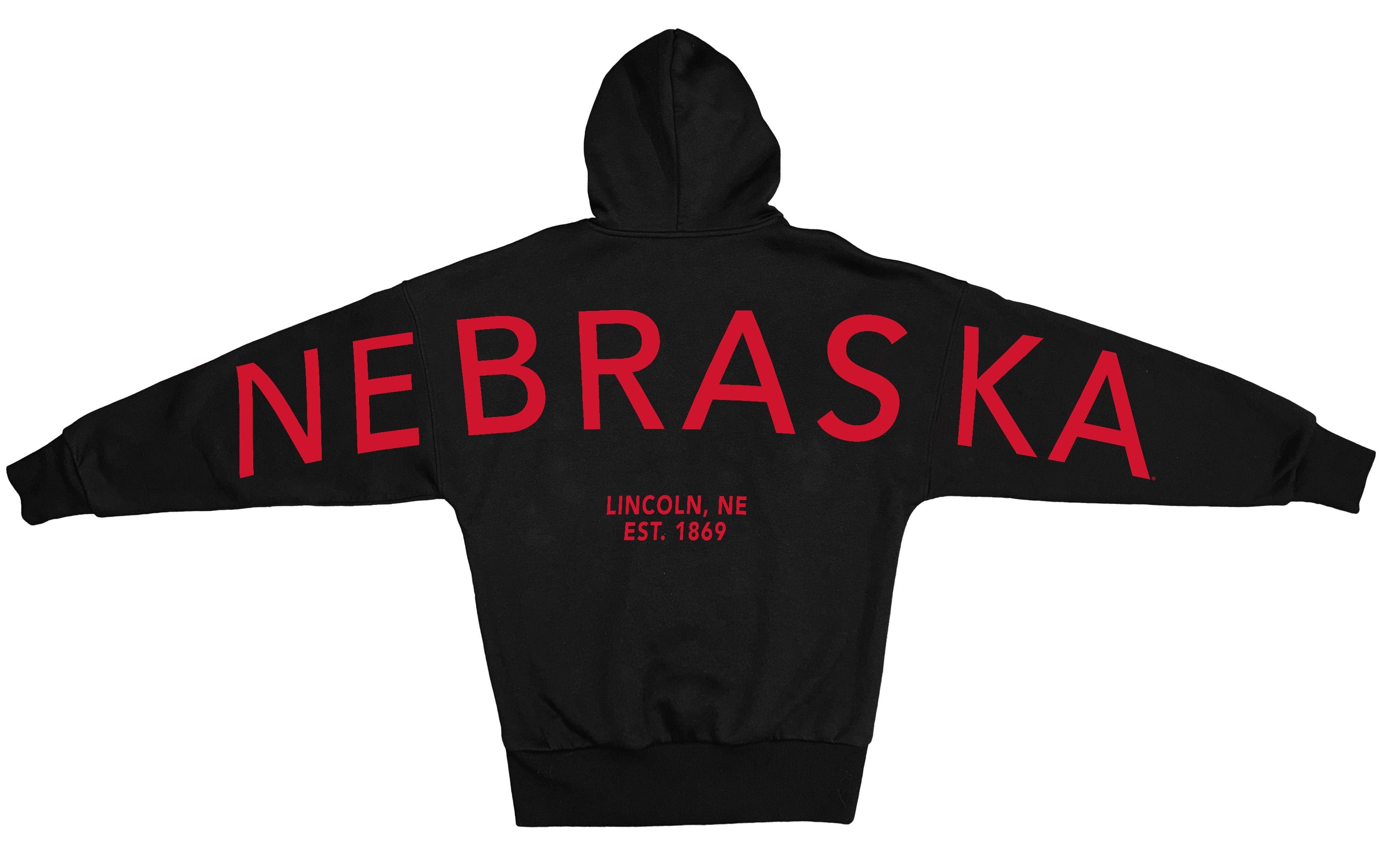 NEBRASKA CORNHUSKERS NEVER STOP OVERSIZED PREMIUM WEIGHT HOODIE