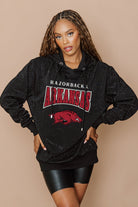 ARKANSAS RAZORBACKS SIDELINE SHIMMER ALL-OVER MICRO-RHINESTONE SPARKLE HOODED SWEATSHIRT