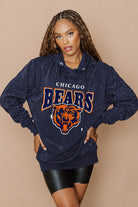 CHICAGO BEARS SIDELINE SHIMMER ALL-OVER MICRO-RHINESTONE SPARKLE HOODED SWEATSHIRT