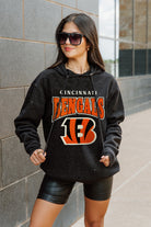 CINCINNATI BENGALS SIDELINE SHIMMER ALL-OVER MICRO-RHINESTONE SPARKLE HOODED SWEATSHIRT