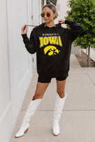 IOWA HAWKEYES SIDELINE SHIMMER ALL-OVER MICRO-RHINESTONE SPARKLE HOODED SWEATSHIRT