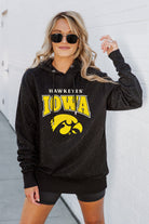 IOWA HAWKEYES SIDELINE SHIMMER ALL-OVER MICRO-RHINESTONE SPARKLE HOODED SWEATSHIRT