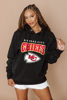 KANSAS CITY CHIEFS SIDELINE SHIMMER ALL-OVER MICRO-RHINESTONE SPARKLE HOODED SWEATSHIRT