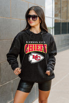 KANSAS CITY CHIEFS SIDELINE SHIMMER ALL-OVER MICRO-RHINESTONE SPARKLE HOODED SWEATSHIRT