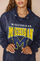 MICHIGAN WOLVERINES SIDELINE SHIMMER ALL-OVER MICRO-RHINESTONE SPARKLE HOODED SWEATSHIRT