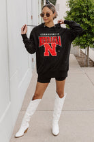 NEBRASKA CORNHUSKERS SIDELINE SHIMMER ALL-OVER MICRO-RHINESTONE SPARKLE HOODED SWEATSHIRT