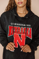 NEBRASKA CORNHUSKERS SIDELINE SHIMMER ALL-OVER MICRO-RHINESTONE SPARKLE HOODED SWEATSHIRT