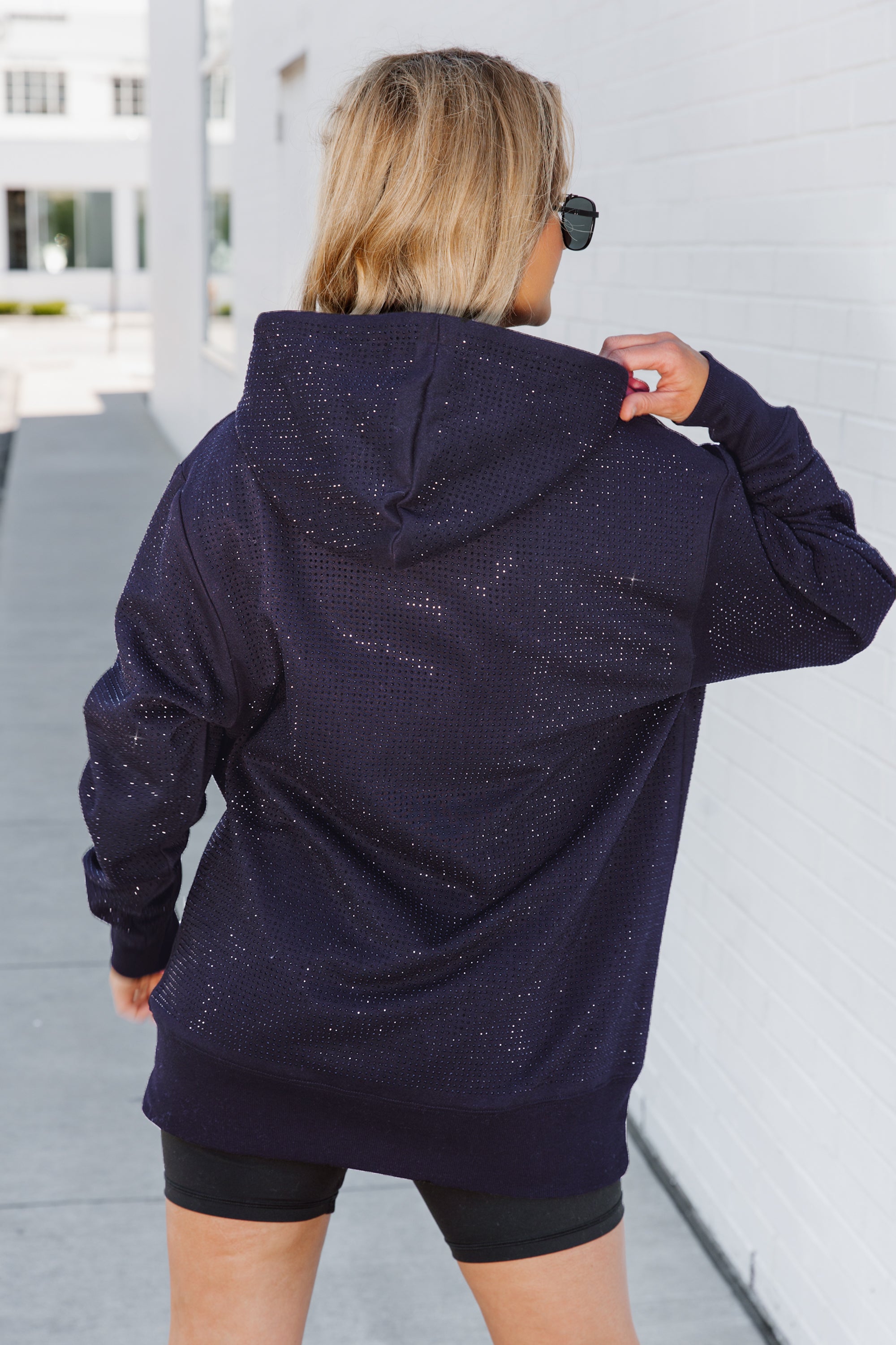 PENN STATE NITTANY LIONS SIDELINE SHIMMER ALL-OVER MICRO-RHINESTONE SPARKLE HOODED SWEATSHIRT