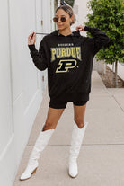 PURDUE BOILERMAKERS SIDELINE SHIMMER ALL-OVER MICRO-RHINESTONE SPARKLE HOODED SWEATSHIRT