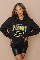 PURDUE BOILERMAKERS SIDELINE SHIMMER ALL-OVER MICRO-RHINESTONE SPARKLE HOODED SWEATSHIRT