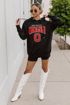 OHIO STATE BUCKEYES SIDELINE SHIMMER ALL-OVER MICRO-RHINESTONE SPARKLE HOODED SWEATSHIRT