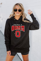 OHIO STATE BUCKEYES SIDELINE SHIMMER ALL-OVER MICRO-RHINESTONE SPARKLE HOODED SWEATSHIRT