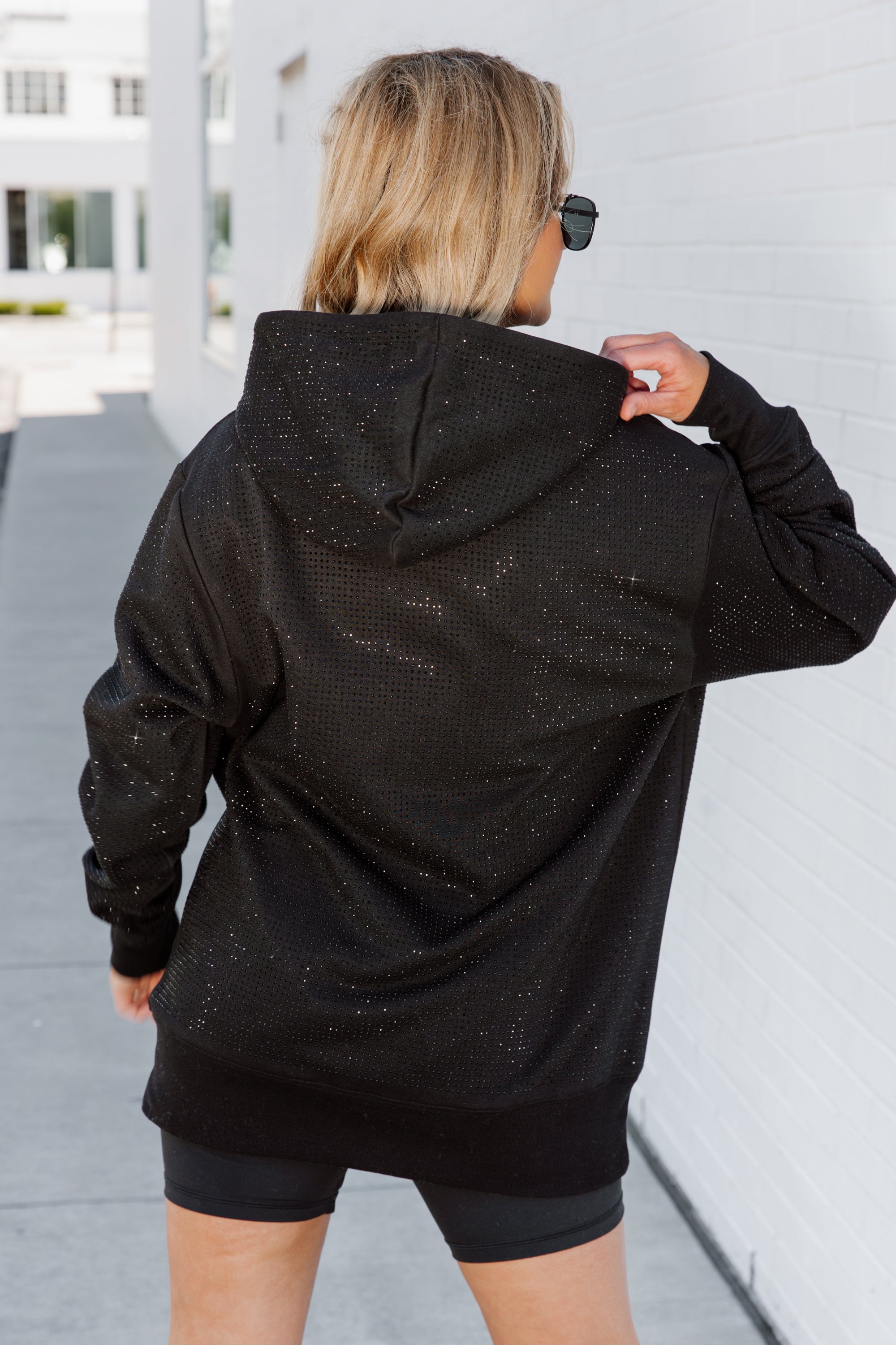 GEORGIA BULLDOGS SIDELINE SHIMMER ALL-OVER MICRO-RHINESTONE SPARKLE HOODED SWEATSHIRT