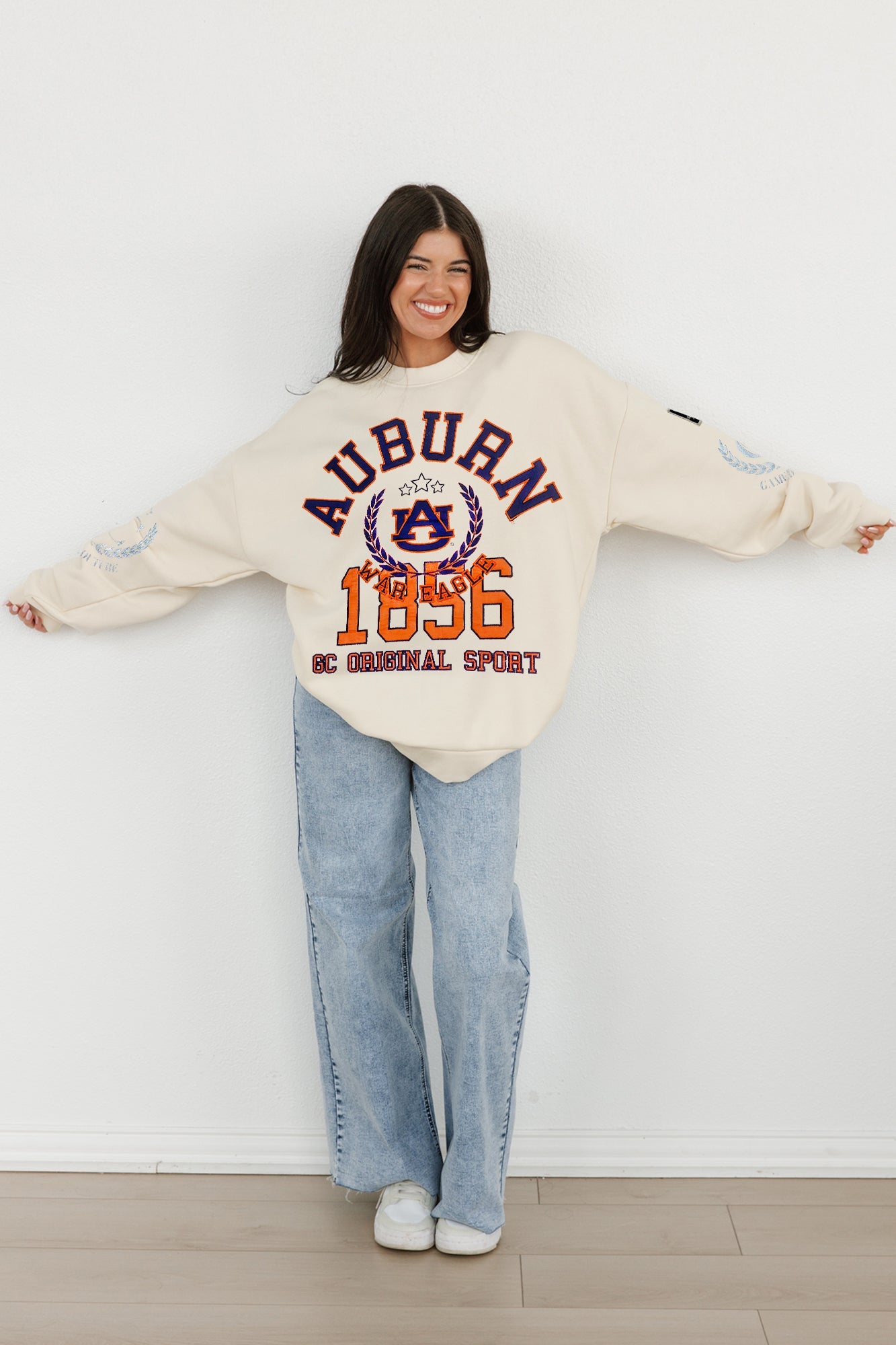 AUBURN TIGERS GAMEDAY SLAY BLACK LABEL PREMIUM FLEECE DROP SHOULDER CREWNECK BY MADI PREWETT TROUTT