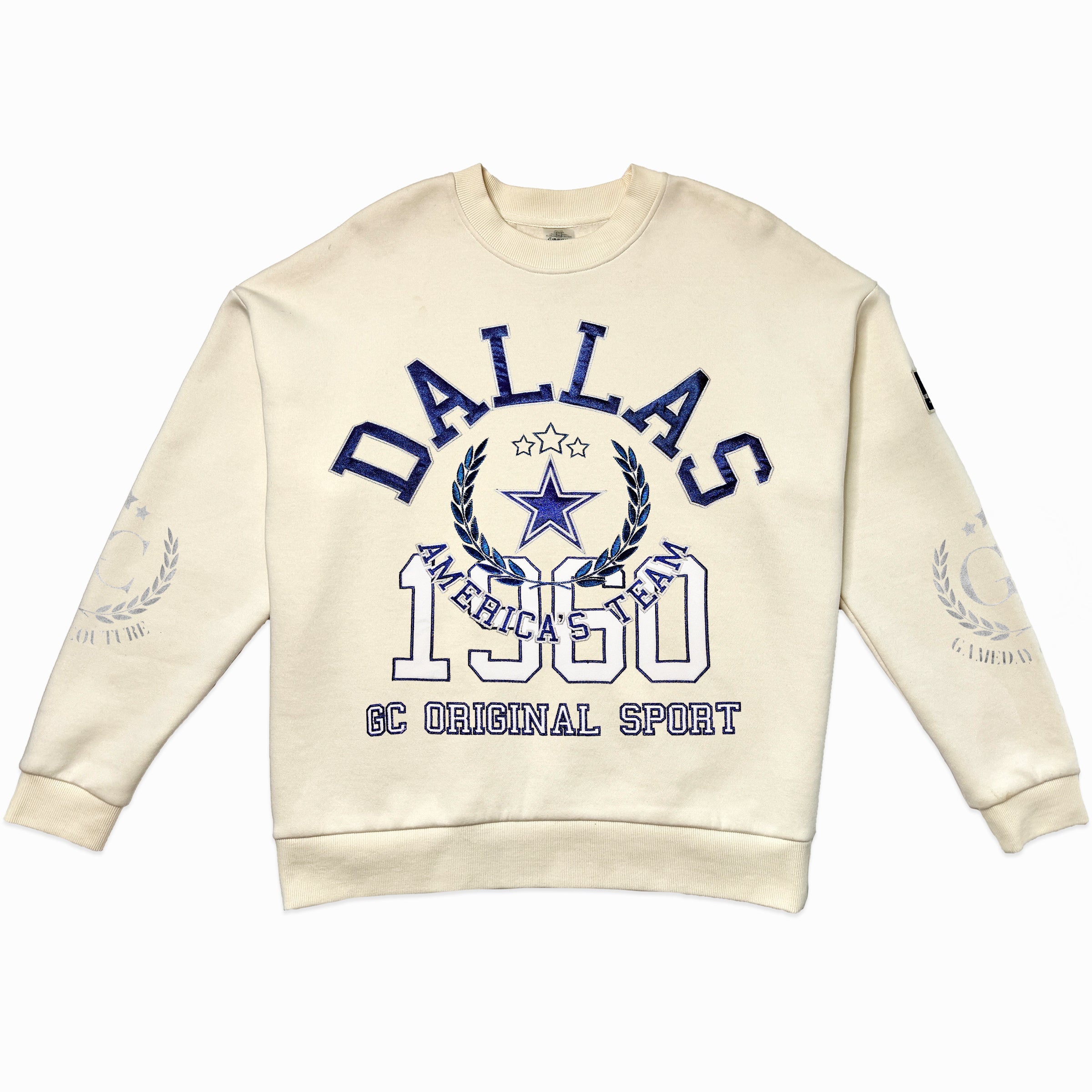 DALLAS COWBOYS GAMEDAY SLAY BLACK LABEL PREMIUM FLEECE DROP SHOULDER CREWNECK