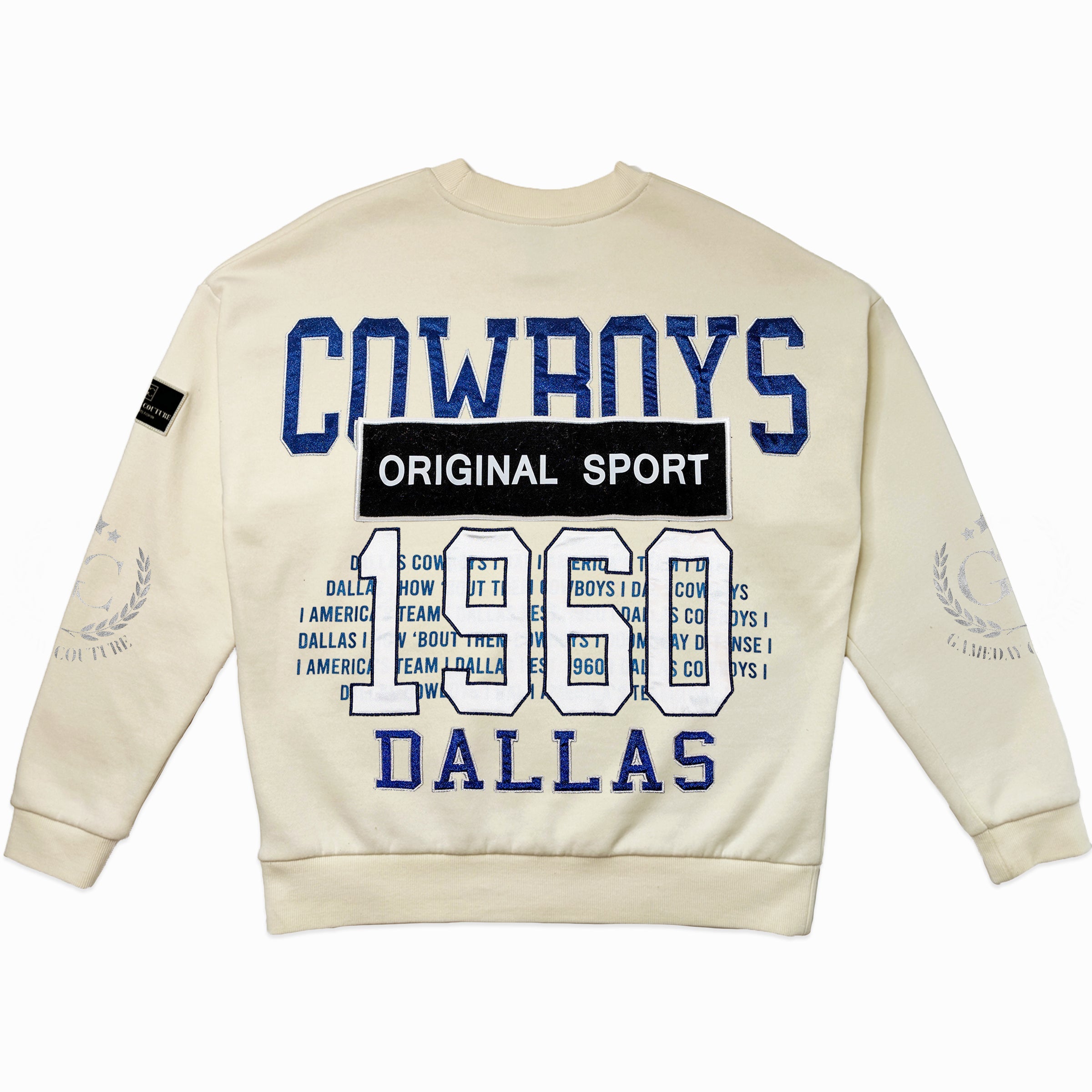 DALLAS COWBOYS GAMEDAY SLAY BLACK LABEL PREMIUM FLEECE DROP SHOULDER CREWNECK