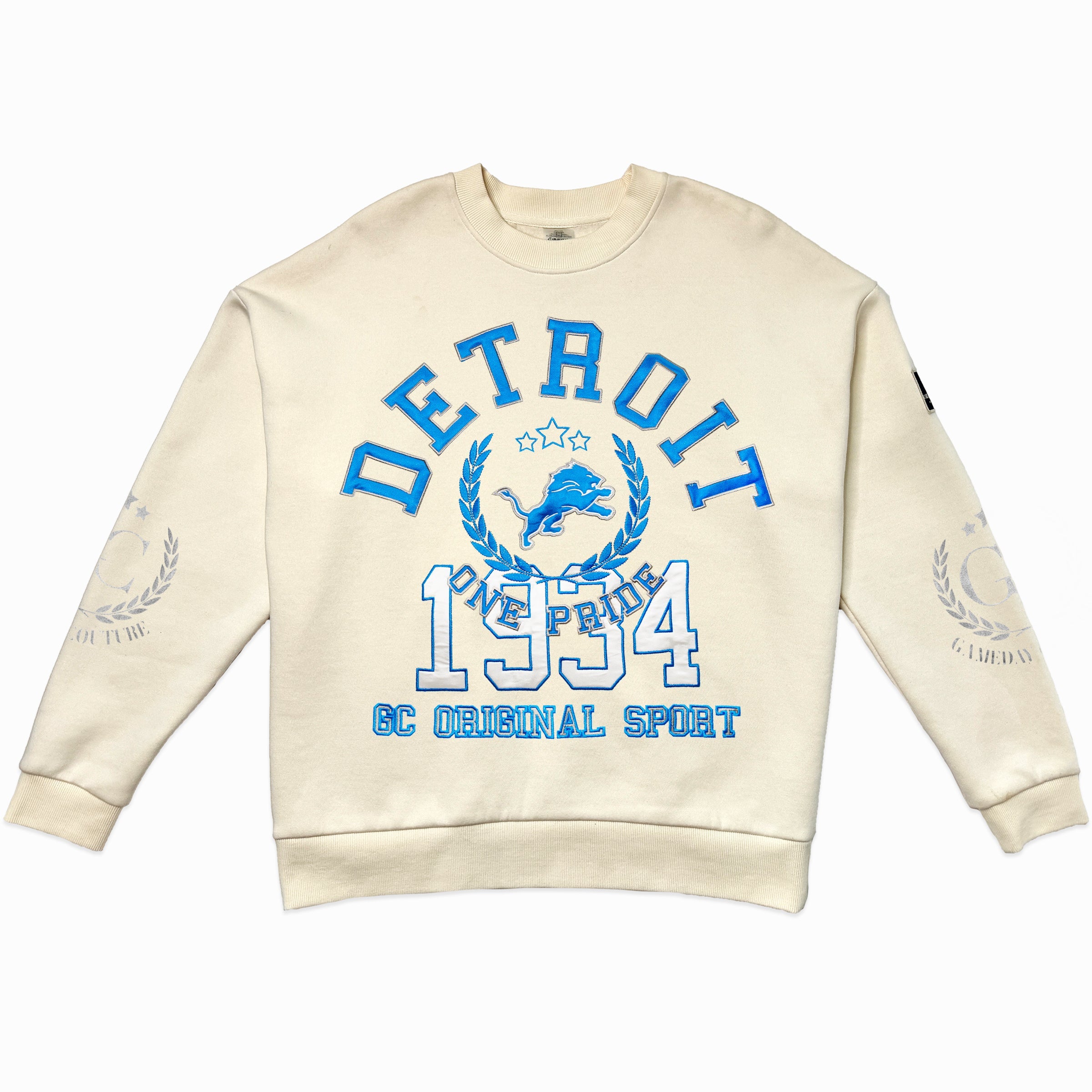 DETROIT LIONS GAMEDAY SLAY BLACK LABEL PREMIUM FLEECE DROP SHOULDER CREWNECK