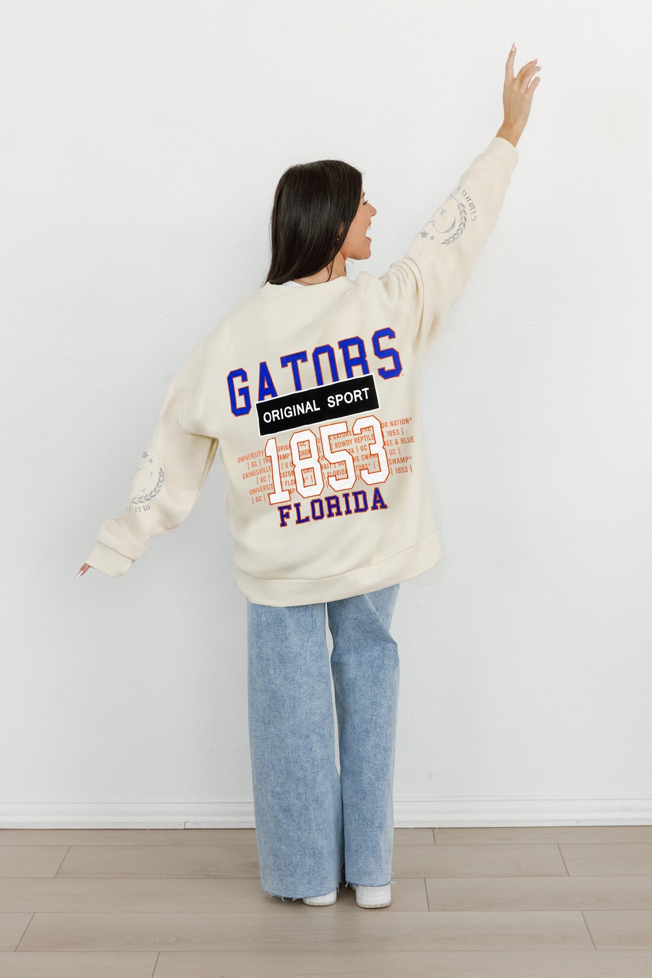 FLORIDA GATORS GAMEDAY SLAY BLACK LABEL PREMIUM FLEECE DROP SHOULDER CREWNECK BY MADI PREWETT TROUTT