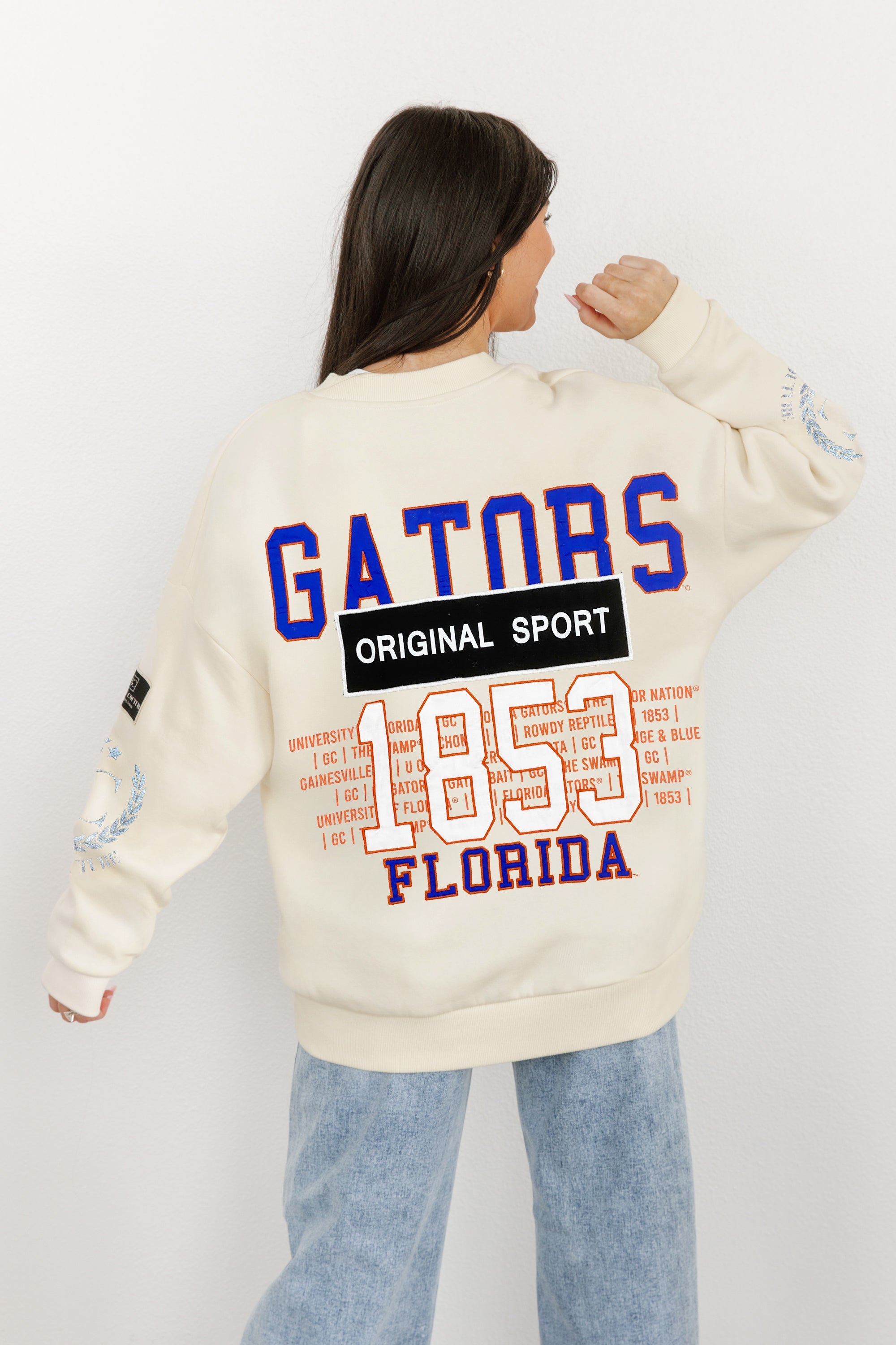 FLORIDA GATORS GAMEDAY SLAY BLACK LABEL PREMIUM FLEECE DROP SHOULDER CREWNECK BY MADI PREWETT TROUTT