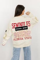 FLORIDA STATE SEMINOLES GAMEDAY SLAY BLACK LABEL PREMIUM FLEECE DROP SHOULDER CREWNECK BY MADI PREWETT TROUTT