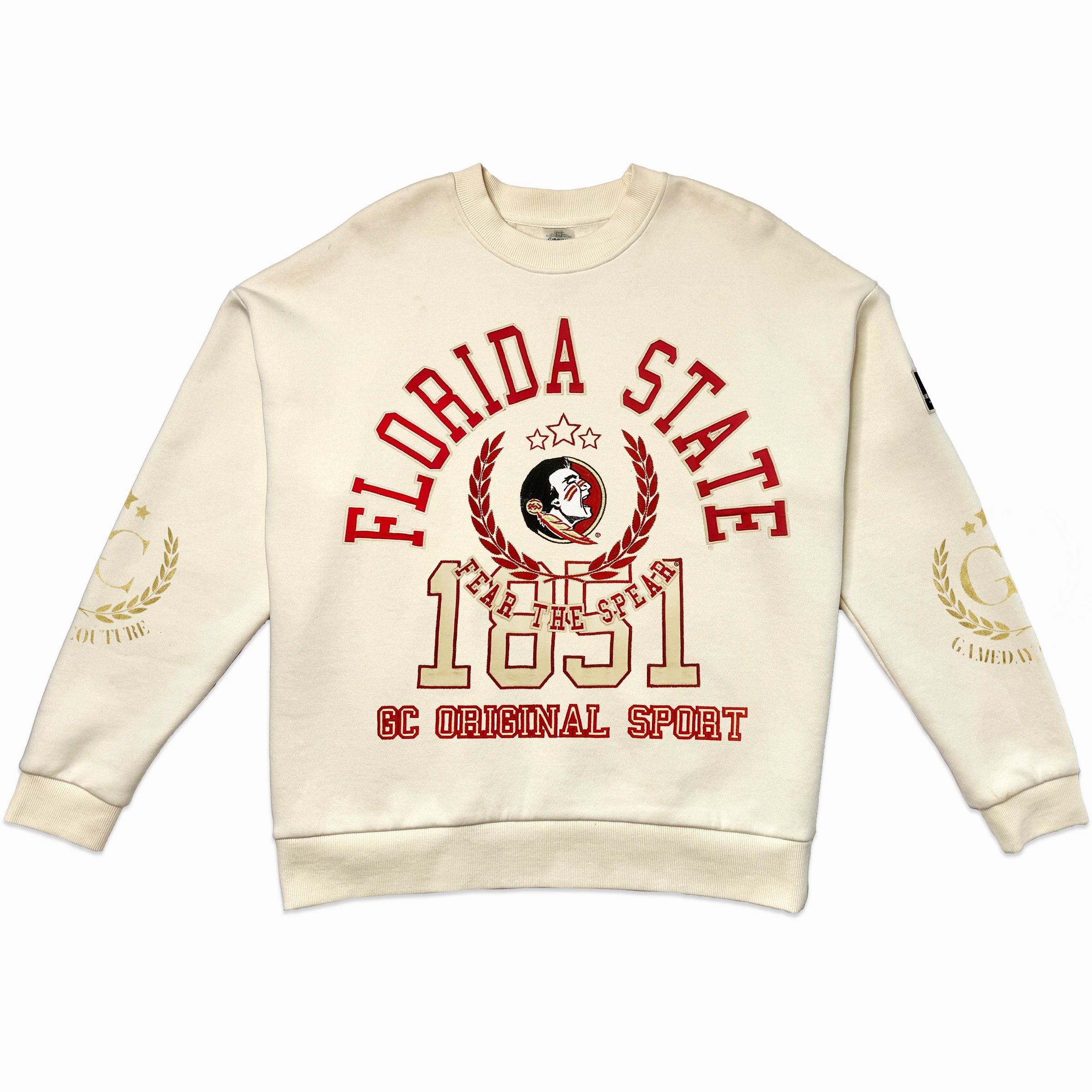 FLORIDA STATE SEMINOLES GAMEDAY SLAY BLACK LABEL PREMIUM FLEECE DROP SHOULDER CREWNECK BY MADI PREWETT TROUTT