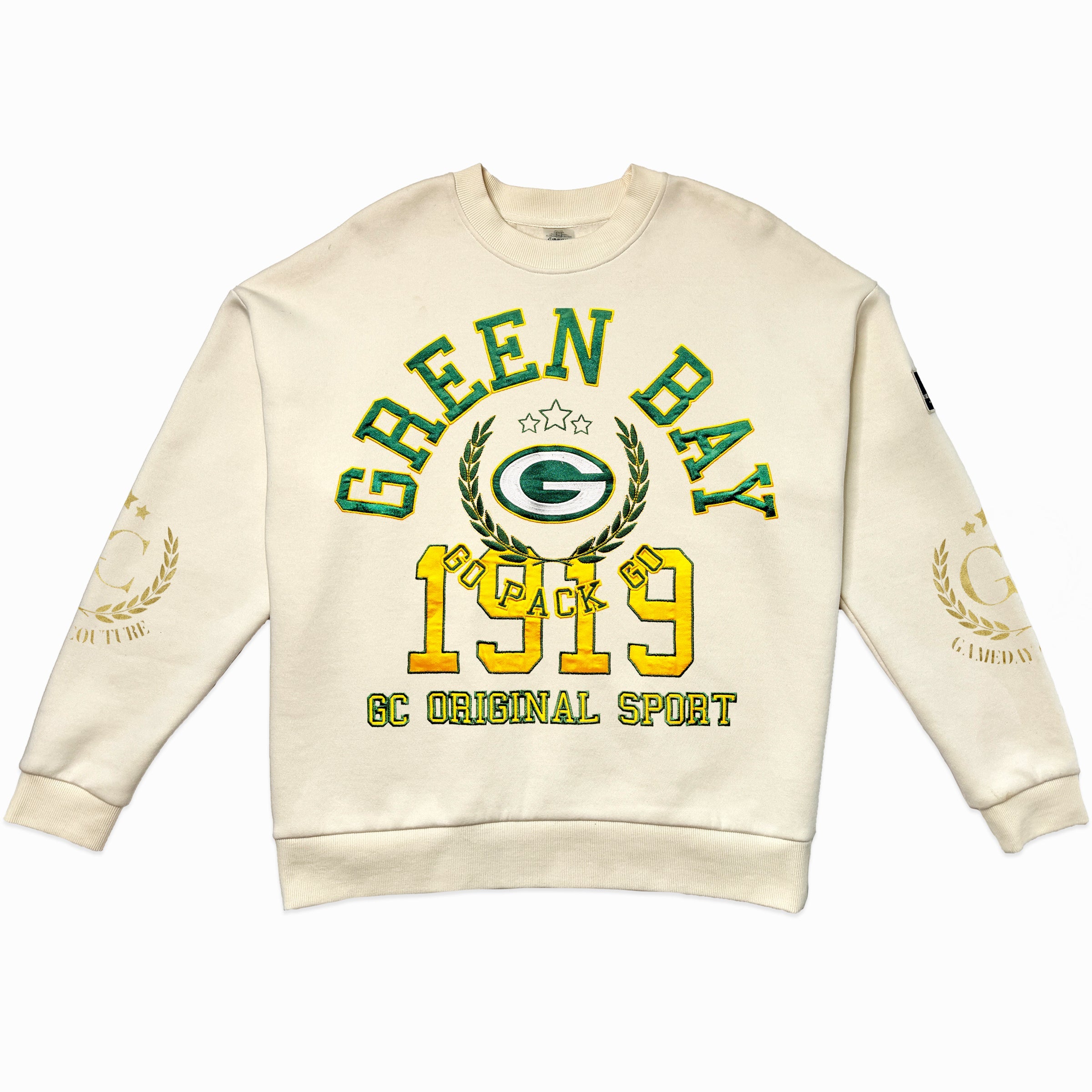 GREEN BAY PACKERS GAMEDAY SLAY BLACK LABEL PREMIUM FLEECE DROP SHOULDER CREWNECK