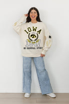 IOWA HAWKEYES GAMEDAY SLAY BLACK LABEL PREMIUM FLEECE DROP SHOULDER CREWNECK BY MADI PREWETT TROUTT