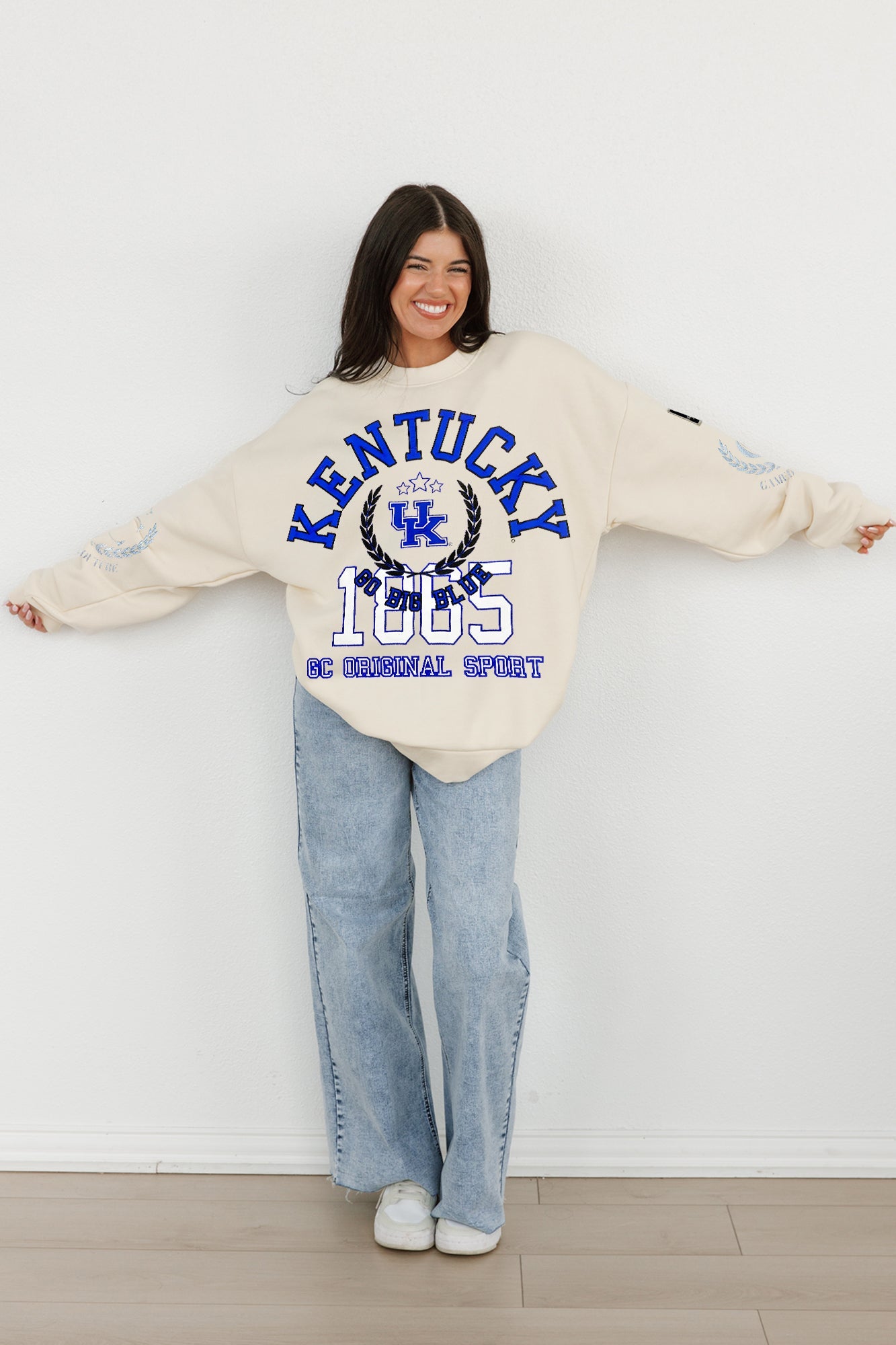 KENTUCKY WILDCATS GAMEDAY SLAY BLACK LABEL PREMIUM FLEECE DROP SHOULDER CREWNECK BY MADI PREWETT TROUTT