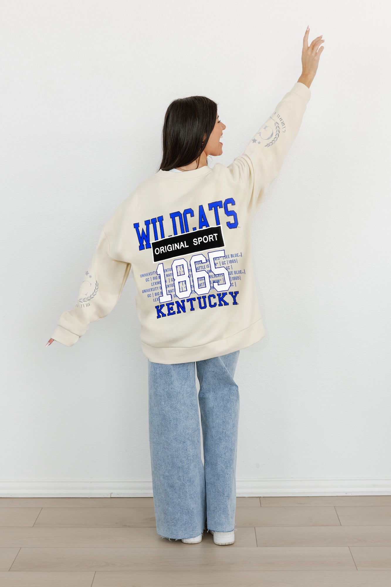 KENTUCKY WILDCATS GAMEDAY SLAY BLACK LABEL PREMIUM FLEECE DROP SHOULDER CREWNECK BY MADI PREWETT TROUTT