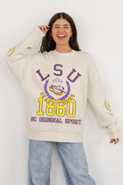 LSU TIGERS GAMEDAY SLAY BLACK LABEL PREMIUM FLEECE DROP SHOULDER CREWNECK BY MADI PREWETT TROUTT