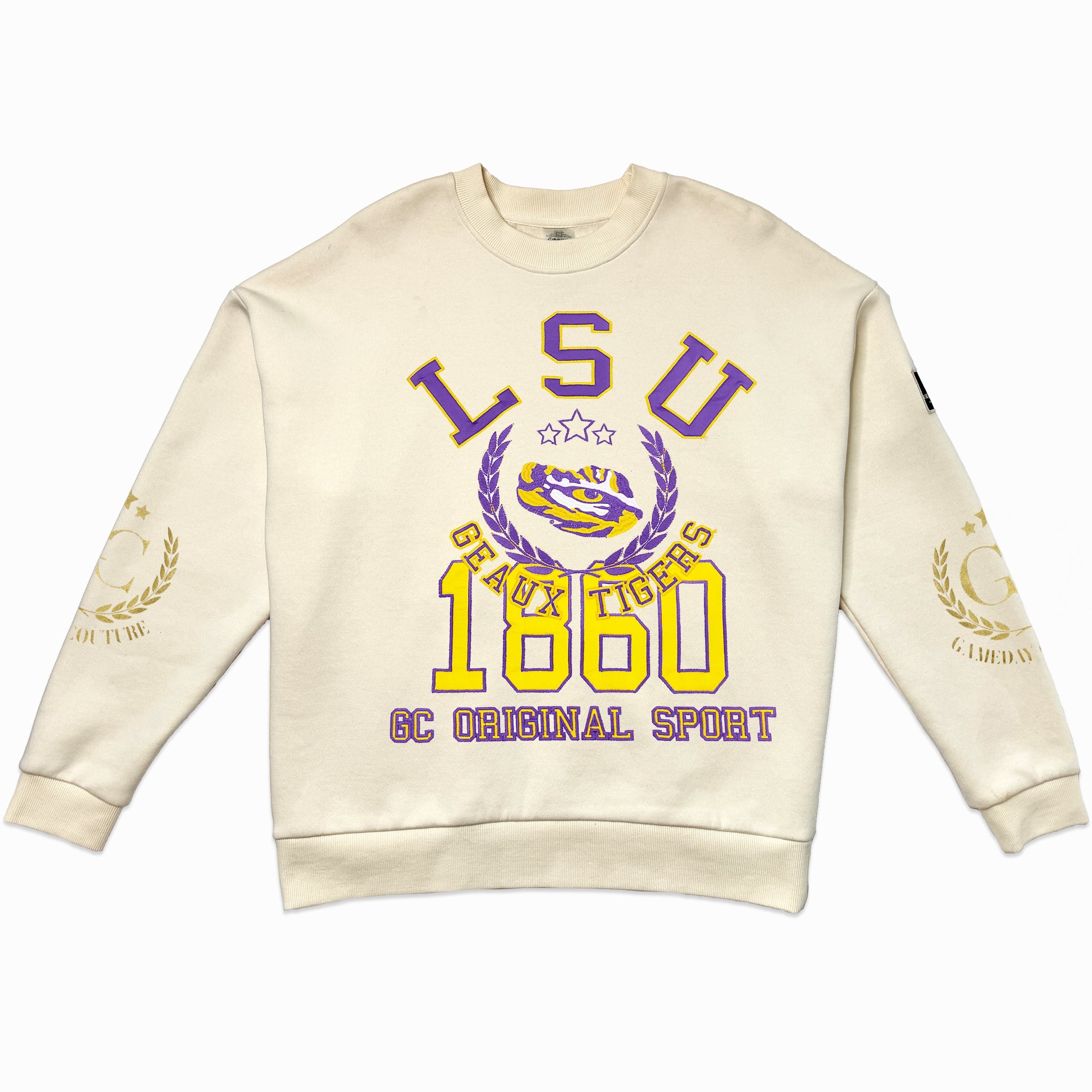 LSU TIGERS GAMEDAY SLAY BLACK LABEL PREMIUM FLEECE DROP SHOULDER CREWNECK BY MADI PREWETT TROUTT