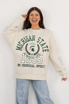 MICHIGAN STATE SPARTANS GAMEDAY SLAY BLACK LABEL PREMIUM FLEECE DROP SHOULDER CREWNECK BY MADI PREWETT TROUTT