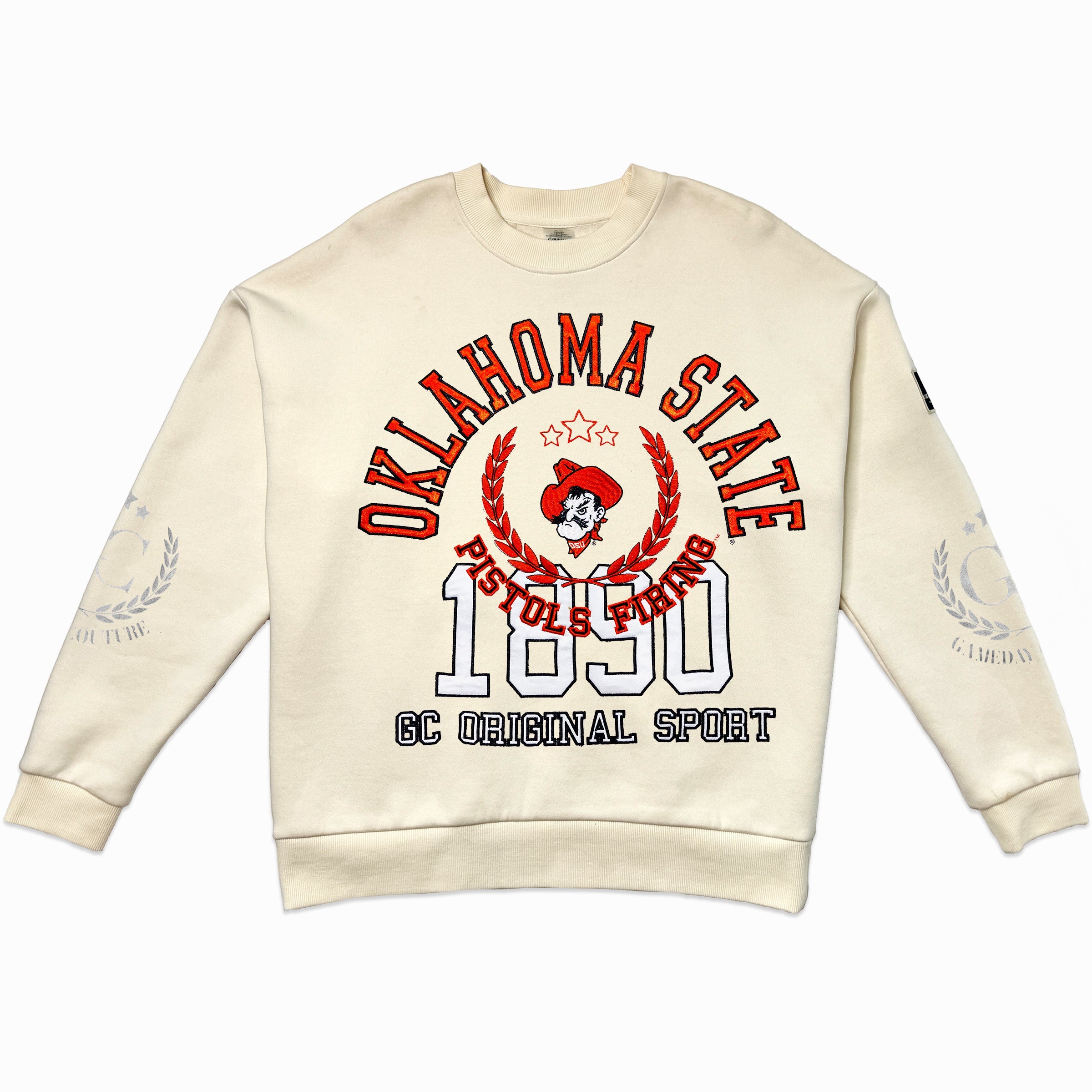 OKLAHOMA STATE COWBOYS GAMEDAY SLAY BLACK LABEL PREMIUM FLEECE DROP SHOULDER CREWNECK BY MADI PREWETT TROUTT