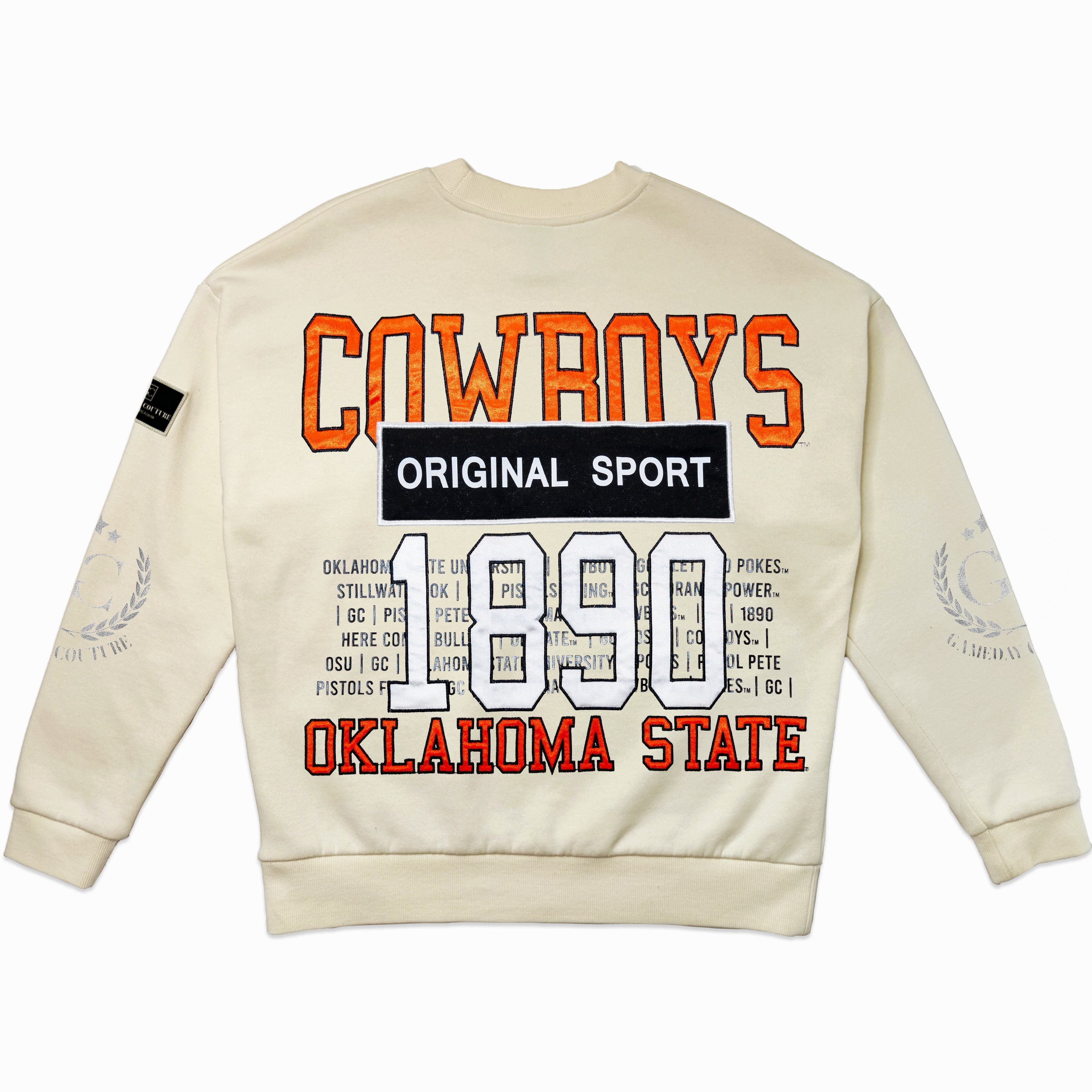 OKLAHOMA STATE COWBOYS GAMEDAY SLAY BLACK LABEL PREMIUM FLEECE DROP SHOULDER CREWNECK BY MADI PREWETT TROUTT