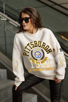 PITTSBURGH STEELERS GAMEDAY SLAY BLACK LABEL PREMIUM FLEECE DROP SHOULDER CREWNECK