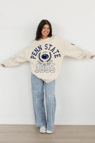 PENN STATE NITTANY LIONS GAMEDAY SLAY BLACK LABEL PREMIUM FLEECE DROP SHOULDER CREWNECK BY MADI PREWETT TROUTT