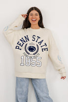 PENN STATE NITTANY LIONS GAMEDAY SLAY BLACK LABEL PREMIUM FLEECE DROP SHOULDER CREWNECK BY MADI PREWETT TROUTT