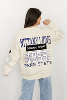 PENN STATE NITTANY LIONS GAMEDAY SLAY BLACK LABEL PREMIUM FLEECE DROP SHOULDER CREWNECK BY MADI PREWETT TROUTT