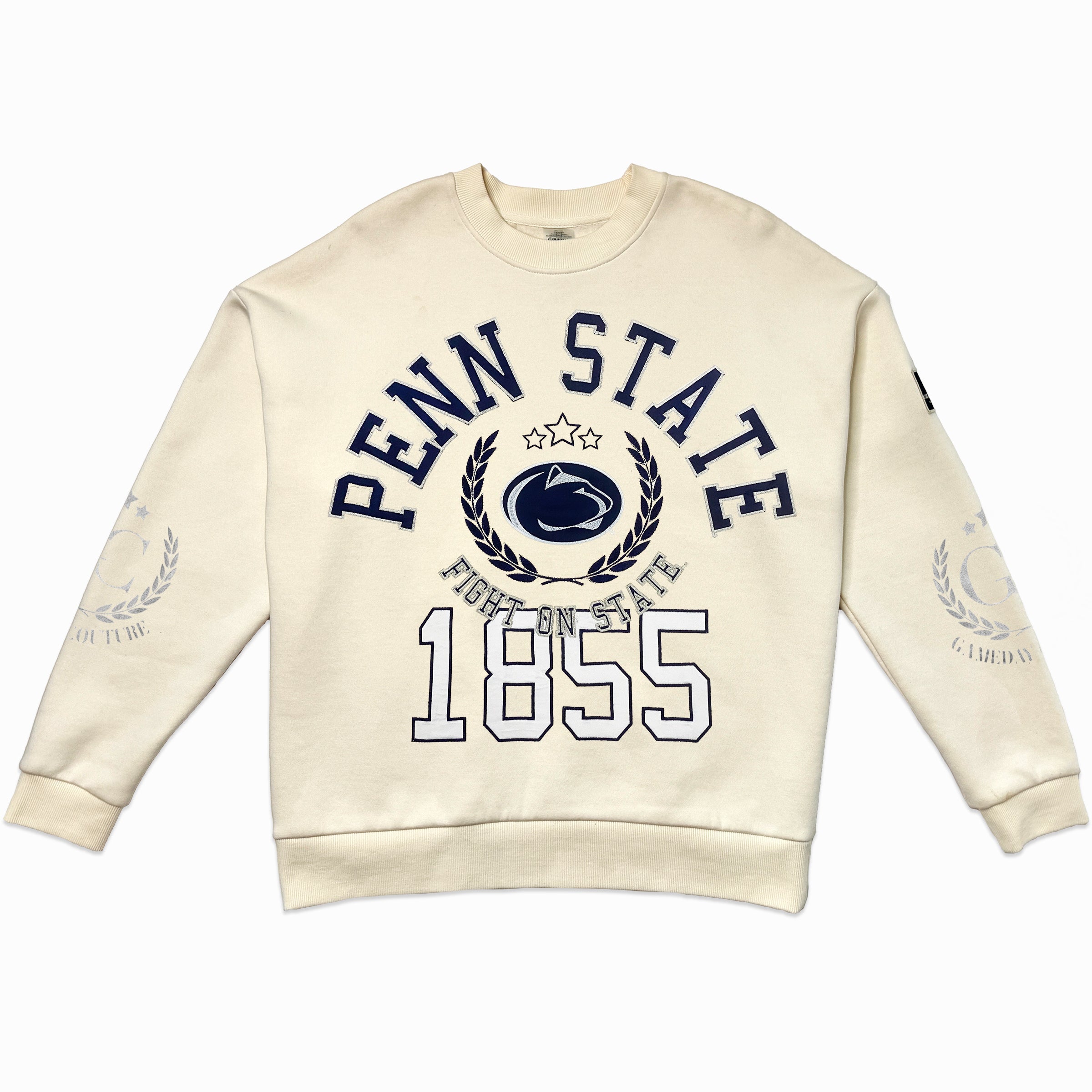 PENN STATE NITTANY LIONS GAMEDAY SLAY BLACK LABEL PREMIUM FLEECE DROP SHOULDER CREWNECK BY MADI PREWETT TROUTT