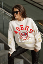 SAN FRANCISCO 49ERS GAMEDAY SLAY BLACK LABEL PREMIUM FLEECE DROP SHOULDER CREWNECK