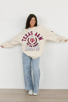 TEXAS A&M AGGIES GAMEDAY SLAY BLACK LABEL PREMIUM FLEECE DROP SHOULDER CREWNECK BY MADI PREWETT TROUTT