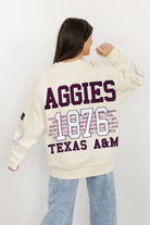 TEXAS A&M AGGIES GAMEDAY SLAY BLACK LABEL PREMIUM FLEECE DROP SHOULDER CREWNECK BY MADI PREWETT TROUTT