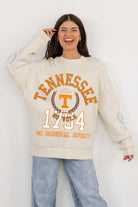 TENNESSEE VOLUNTEERS GAMEDAY SLAY BLACK LABEL PREMIUM FLEECE DROP SHOULDER CREWNECK BY MADI PREWETT TROUTT