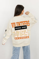 TENNESSEE VOLUNTEERS GAMEDAY SLAY BLACK LABEL PREMIUM FLEECE DROP SHOULDER CREWNECK BY MADI PREWETT TROUTT