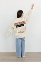 TEXAS LONGHORNS GAMEDAY SLAY BLACK LABEL PREMIUM FLEECE DROP SHOULDER CREWNECK BY MADI PREWETT TROUTT